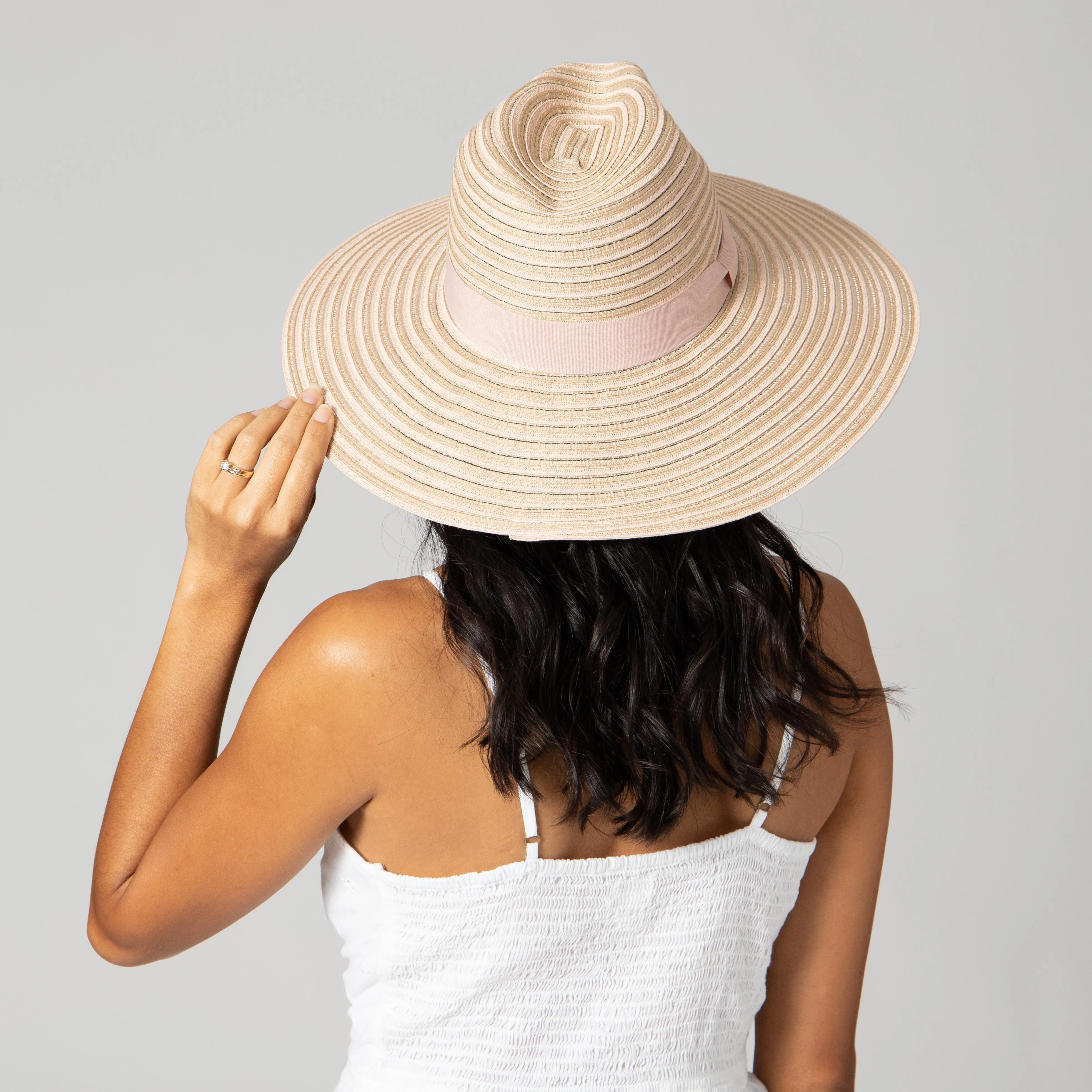 Women's Mixed Braid Pinched Knot Trim Fedora