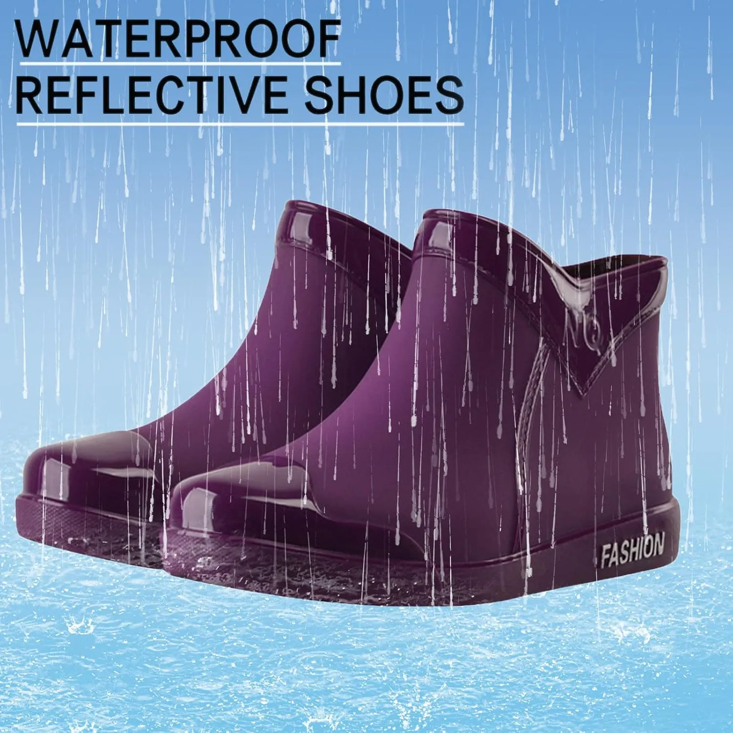 Womens Rain Boots Womens Rubber Boots Colorful Printed Lightweight Anti-Slipping Rain Shoes