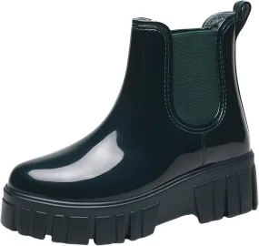 Womens Rain Boots Womens Rubber Boots for Boating Fishing Gardening Farming Mid Calf Stylish Rain Shoes