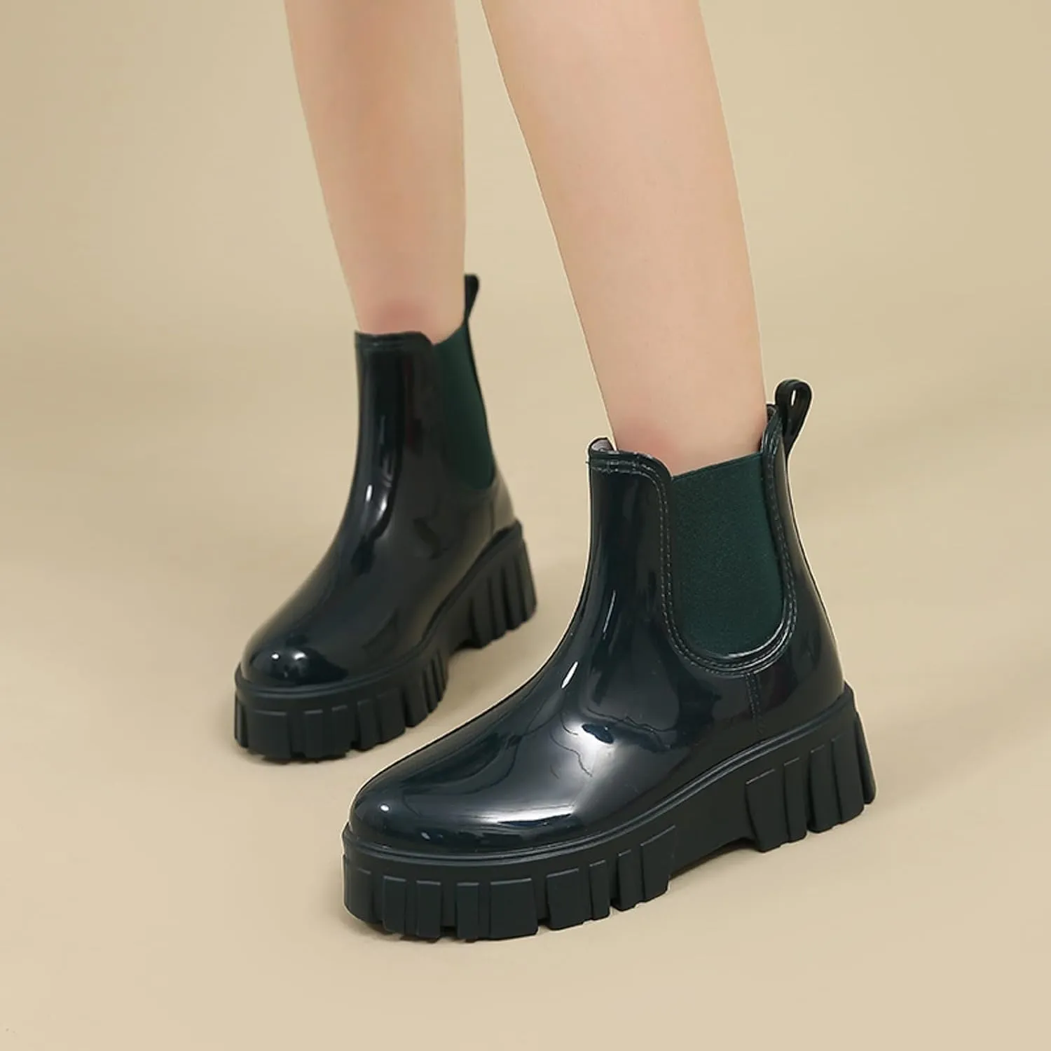 Womens Rain Boots Womens Rubber Boots for Boating Fishing Gardening Farming Mid Calf Stylish Rain Shoes