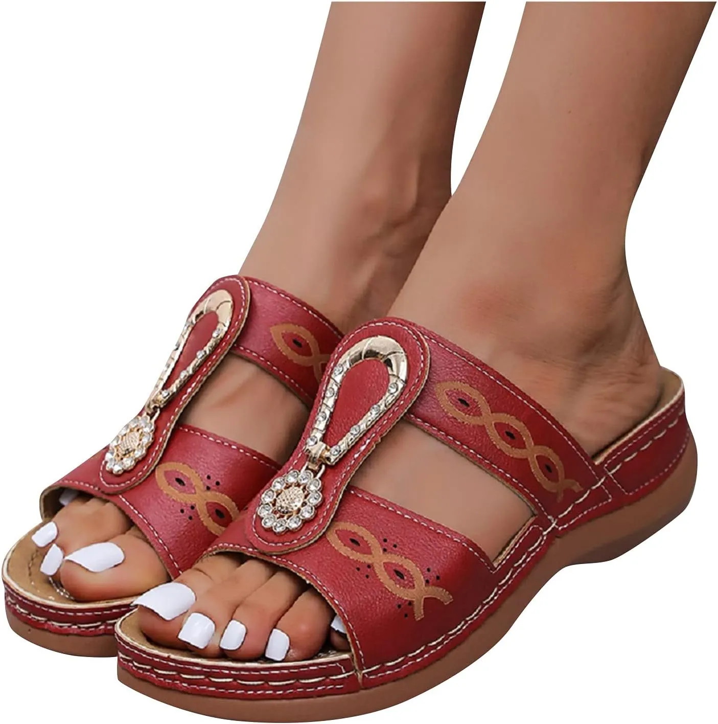Women's Slide Sandals 2024 Summer Shoes Fashion comfort Soft Width Casual with Arch Support Plantar Fasciitis