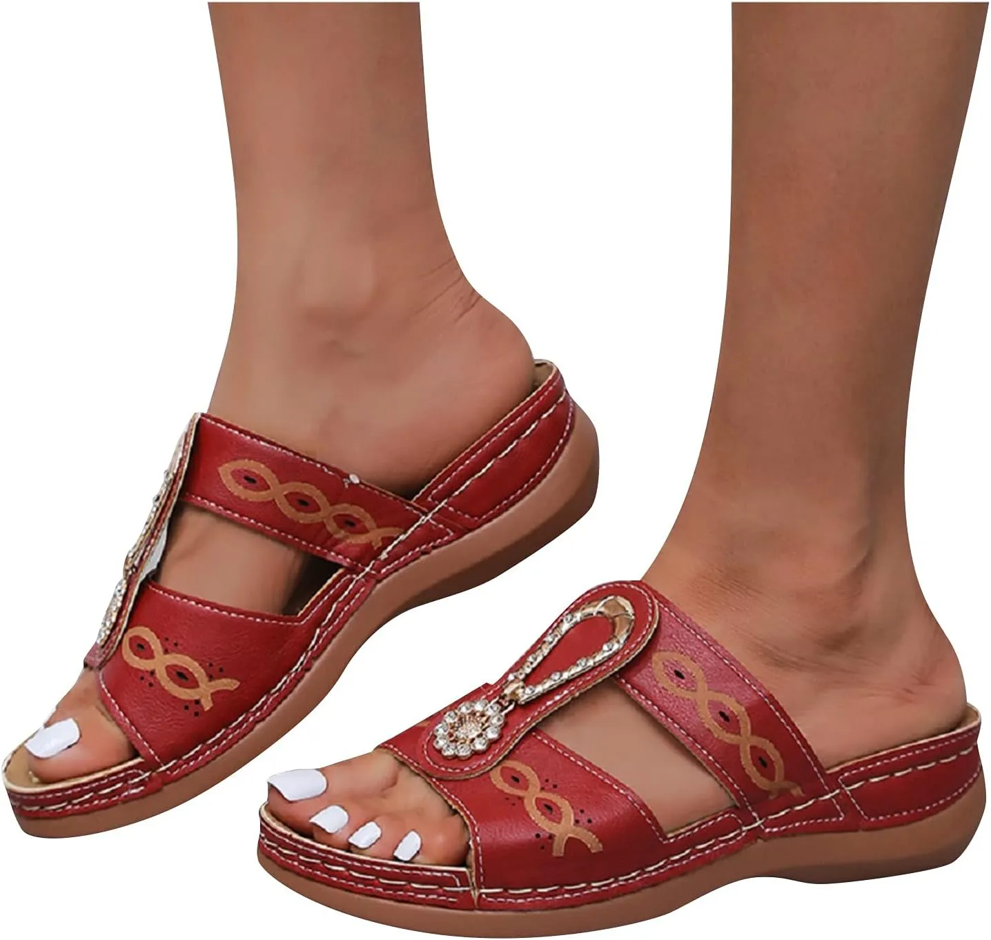 Women's Slide Sandals 2024 Summer Shoes Fashion comfort Soft Width Casual with Arch Support Plantar Fasciitis