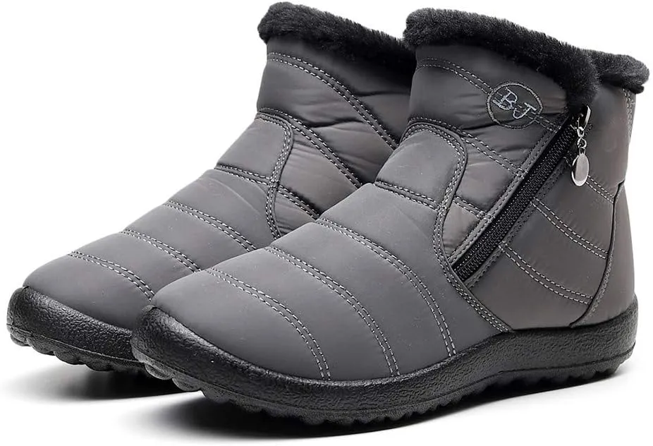 Womens Winter Wide Toe Box Plush Lined Snow Boots Waterproof Non-Slip Ankle Booties