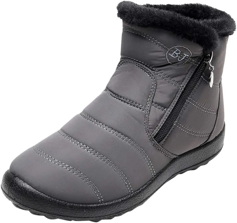 Womens Winter Wide Toe Box Plush Lined Snow Boots Waterproof Non-Slip Ankle Booties