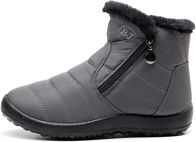 Womens Winter Wide Toe Box Plush Lined Snow Boots Waterproof Non-Slip Ankle Booties