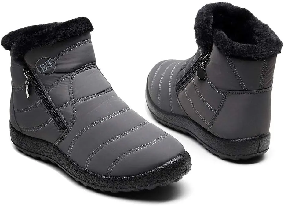 Womens Winter Wide Toe Box Plush Lined Snow Boots Waterproof Non-Slip Ankle Booties