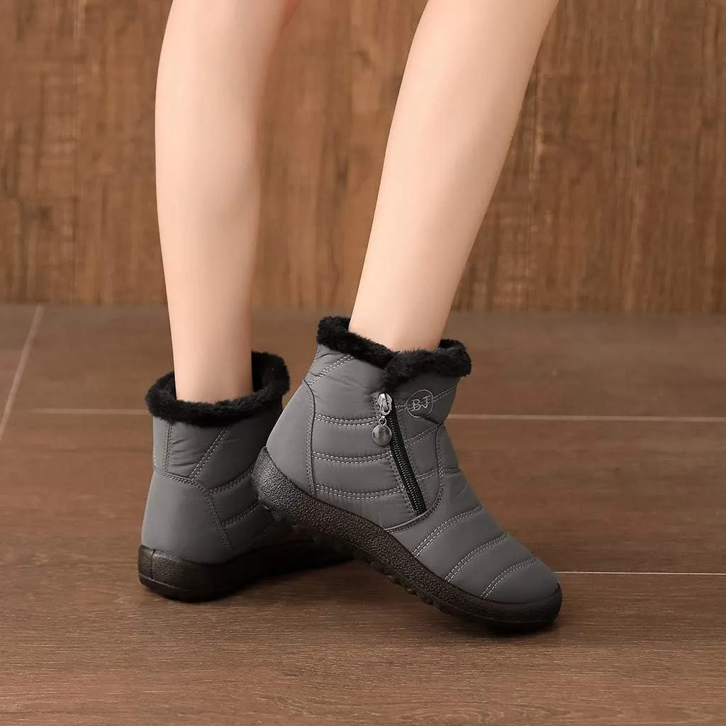Womens Winter Wide Toe Box Plush Lined Snow Boots Waterproof Non-Slip Ankle Booties