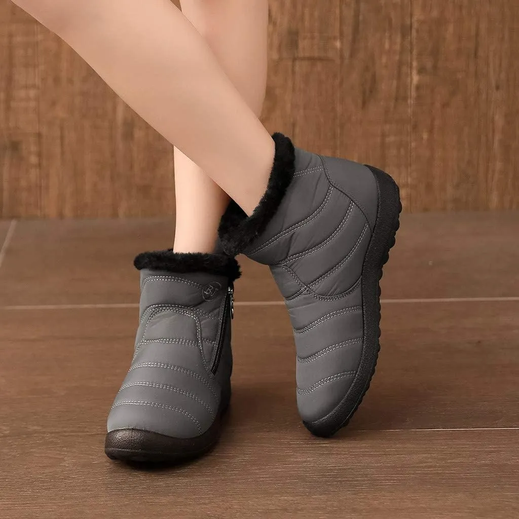 Womens Winter Wide Toe Box Plush Lined Snow Boots Waterproof Non-Slip Ankle Booties